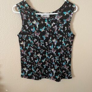 Draper's & Damon's Petites Black and Blue Fitted Ribbed Tank Top Size PXL